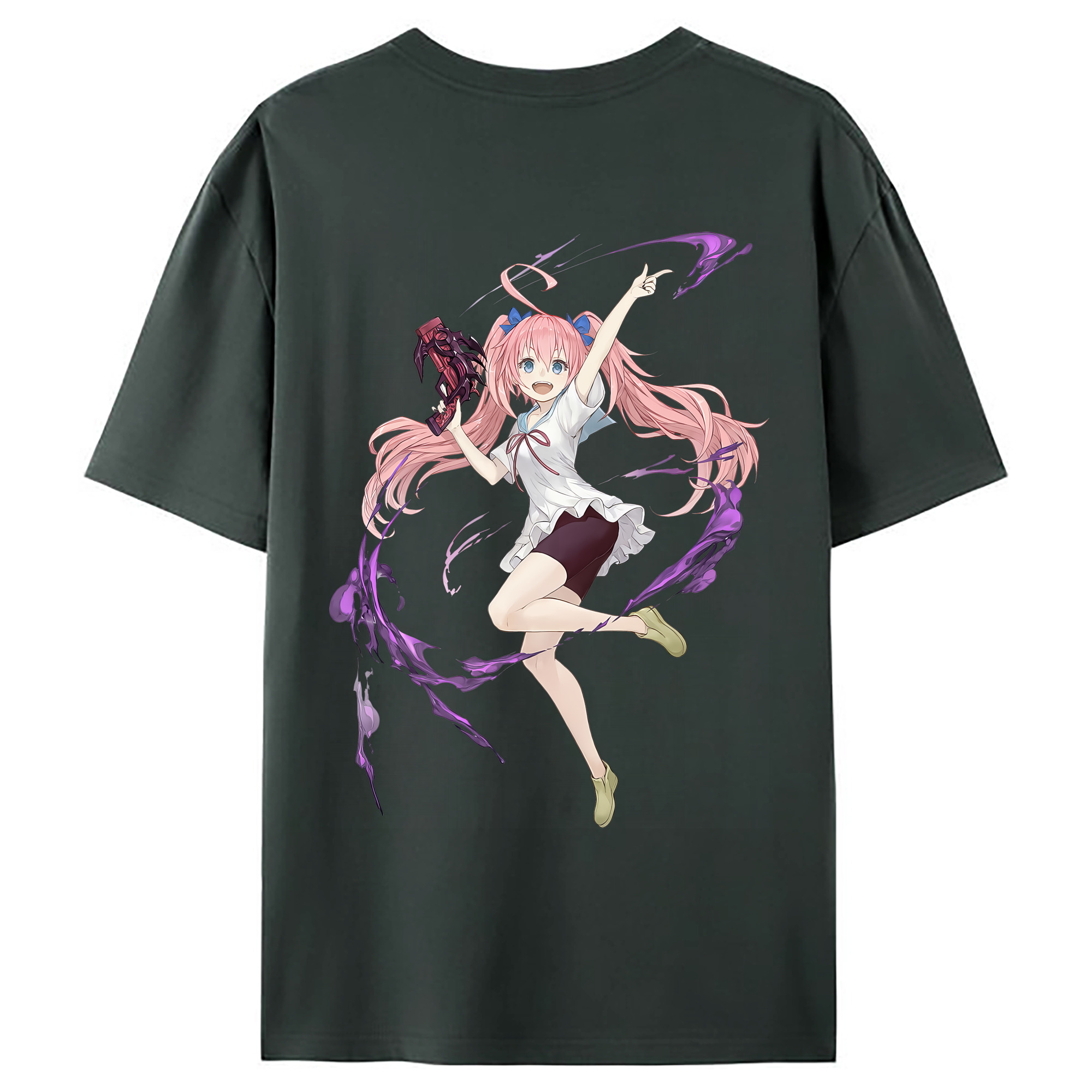 （画像用） 転スラ Regarding Reincarnated to Slime 綿100％ メンズ半袖Tシャツ（バックプリント） 通気性